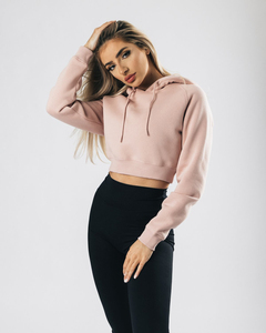 Personalizado al por mayor caliente de manga larga señora mujeres Top pulóver sudaderas con capucha corta transpirable - Product Image 3