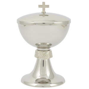Ciboire plaqué argent de la plus haute qualité avec couvercle croisé pour l'Eucharistie et la Sainte Communion navire d'autel d'église liturgique meilleur prix - Product Image 1