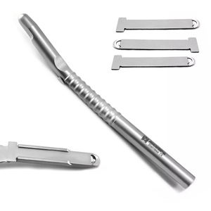 Racleur osseux dentaire manuel, courbé avec lame, pour greffe osseuse implantaire, outils en acier inoxydable - Product Image 1
