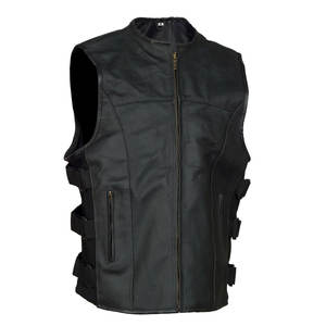 Gilet en cuir de course de moto sans manches fabriqué en usine Logo personnalisé couleur unie respirant coupe-vent pour l'hiver toutes les saisons - Product Image 3