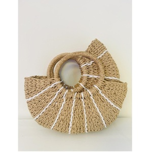 Subtle Patterns Two Handles Open Closure New Arrival Eco Friendly Vintage Style Durable Handicraft Water Hyacinth <b>Flowers</b> Women - Product Image 3