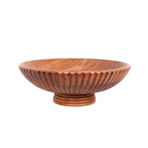 Custom Print Polished Acacia Wood Serving Bowl Natural Crafts OEM Customized Eco-Friendly Decorative Fruits Display Dish - Product Image 4