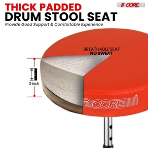 5Core Drum Throne Adjustable Guitar Stool Padded Seat + Drum <b>Practice</b> <b>Pad</b> Snare Drumming Stand - Product Image 5