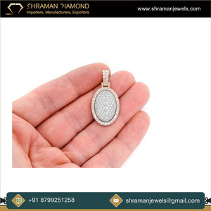 Collar de Plata 925 Chapado en Oro con Diamantes Cultivados en Laboratorio, Colgantes Finos de Moda, Forma Ovalada, Joyería Brillante para Mujer - Product Image 4