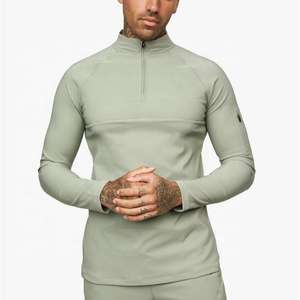 Vêtements de sport d'extérieur personnalisables pour hommes, coupe ajustée, col zippé, respirant, écologique, séchage rapide, manches longues, rashguard - Product Image 4