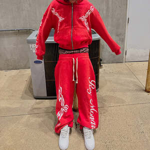 Acid Wash Tracksuit OEM Two-Piece <b>Set</b> with <b>Embroidery</b> Custom Hoodie and Pants Outfit for Fashion or Teamwear - Product Image 2