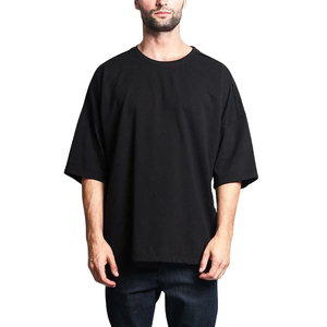 T-shirt unisexe surdimensionné à col rond avec logo personnalisé, coupe ajustée courte, en coton et bambou, lourd, écologique, été 2026 - Product Image 1