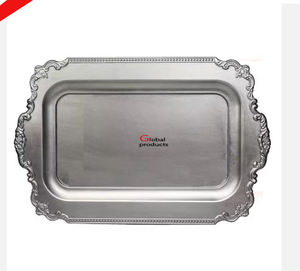 Plateau de service en acier inoxydable en métal fini argenté à l'aspect brillant pour le restaurant et le bar de l'hôtel - Product Image 1