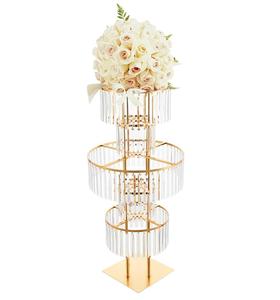 Soporte de flores de cristal de Metal dorado y plateado, centros de mesa de boda, decoración de boda, soporte de flores de Metal, jarrón. - Product Image 6