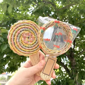 Привлекательное симпатичное Тканое ротанговое леденец мини-зеркало для детской игрушки и детей зеркало для украшения комнаты ручной работы во Вьетнаме