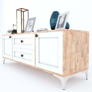 Moderno Mueble de TV de Lujo para Sala de Estar, 140x40x50cm, Madera de Caucho, Consola de TV Minimalista con LED Eléctrico para Comedor y Entretenimiento - Product Image 3