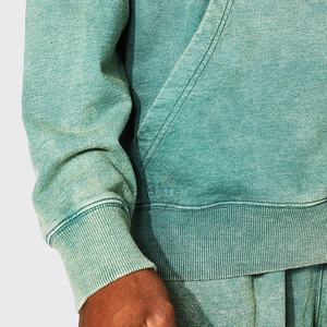 Sweat à capuche unisexe en coton 100% délavé à l'acide, streetwear, poche, service OEM, couleur unie, haute qualité, vente en gros - Product Image 3