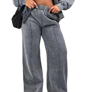Ensemble de survêtement pour femmes, gris, en molleton, décontracté, coupe ample, pantalon et veste longs avec poche, respirant, pour toutes les saisons - Product Image 5