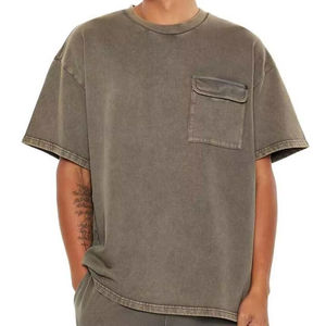 Custom 100% Cotton Mens <b>Tshirts</b> Short Sleeve Vintage <b>Tshirt</b> Oversized Fitted Tee With Pocket Print Custom Washed Men's T-shirts - Product Image 1