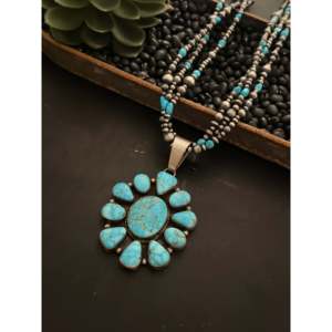 Collier/Pendentif Ella Peters en turquoise Kingman de haute qualité et argent sterling avec perle, idéal pour les occasions spéciales - Product Image 4