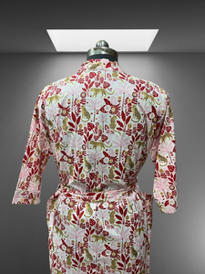 Kimono Floral de algodón para mujer, bata con estampado de bloques, bata de dama de honor para boda, ropa de dormir de otoño, albornoz, ropa de playa para - Product Image 3