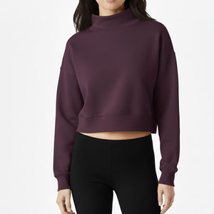 เสื้อสเวตเตอร์แขนยาวผ้าฟลีซ MOCKNECK เสื้อครอปสตรีทพิมพ์ลายสำหรับฤดูใบไม้ร่วงฤดูหนาว - Product Image 1