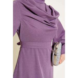 Vestido de noche con cuello tipo capucha y brillo, color lila, tallas TR 36-42 - Product Image 4