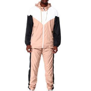 Survêtement coupe-vent pour homme jogging course à pied gym fitness respirant léger taille élastique fermeture éclair intégrale sweat-shirt pantalon décontracté - Product Image 1