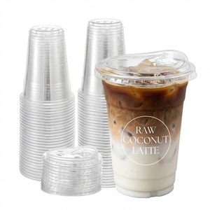 Gobelets en plastique transparent PET de 16 oz avec couvercles à bec verseur sans paille, personnalisables avec logo Cundao - Product Image 1