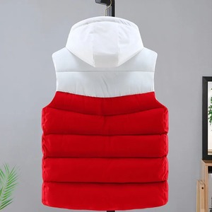 Men's Slim Fit Winter <b>Vest</b> Sleeveless Zipper Warm Thick Cotton Hooded Jacket with Spliced Color Outerwear in Canvas Fabric - Product Image 5