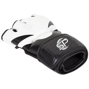 Gants MMA en cuir imprimé personnalisé pour hommes adultes, gants MMA professionnels de couleur noir et blanc - Product Image 6
