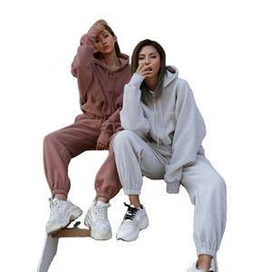 Crop Top Hoodie Short Jogger Set Trajes Ropa de mujer Custom Ladies Women Blank Cropped Hoodie - Product Image 2