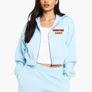 Sudadera con Capucha y Cremallera para Mujer, Estilo Holgado, con Logotipo Estampado Personalizado, de Alta Calidad, Informal, para Otoño e Invierno - Product Image 6