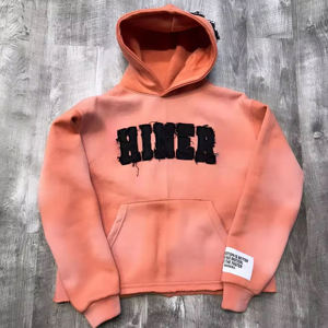 Sudaderas con capucha desgastadas lavadas con ácido térmico personalizadas al por mayor para hombres | Sudadera con capucha térmica vintage extragrande rasgada con bordado - Product Image 1