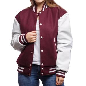 Veste universitaire courte pour femme en laine respirante à 100 %, avec détails en peau de mouton, fermeture personnalisée, coupe-vent réversible, collection 2025 - Product Image 3