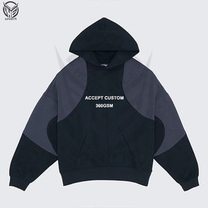 Venta al por mayor 100% algodón hombres pulóver con capucha alta calidad hombro caído de gran tamaño Casual estilo liso sin cuerda bolsillo de punto - Product Image 5