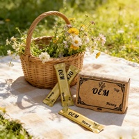 Boîte d'emballage extérieure en papier kraft pour cadeaux bien-être et miel aux herbes, best-seller, sachet de miel naturel en bâtonnet avec étiquette personnalisée