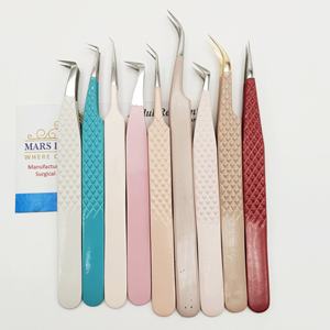 Pince à épiler d'extension de cils de méga volume d'acier inoxydable de marque privée poignée de coupe de diamant conception incurvée pointue pour des cils durables - Product Image 4