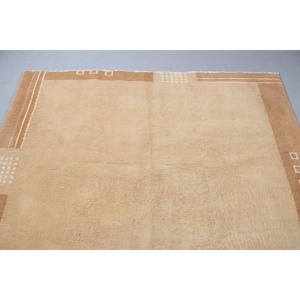 Vintage Large Rug 6,2x9,1 ft, <b>Brown</b> Beige Polka dot Rug <b>Wool</b> - Product Image 5