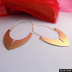 Plain Hoop <b>Earring</b> <b>Gold</b> Plated Brass Jewelry for Engagement Vintage Style Geometric <b>Earrings</b> - Product Image 2