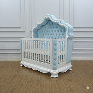 Tán giường cot khắc gỗ gụ gỗ cho UK Vườn Ươm đồ nội thất handmade từ Indonesia - Product Image 1