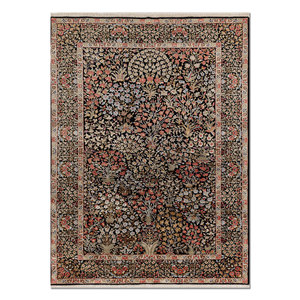 Gulmarg Hand Knotted Wool & Silk <b>Rugs</b> AKWS-13027 Abstract & Floral Pattern 10mm <b>Thickness</b> Rectangular Hallway for Home Floor Use - Product Image 1