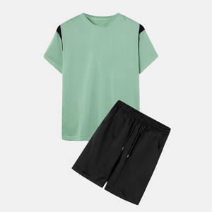 Venta al por mayor de camisetas, ropa de hombre, ropa de verano, conjunto suelto de manga corta y camiseta, pantalones cortos, Conjunto de camiseta de algodón transpirable de dos piezas - Product Image 1