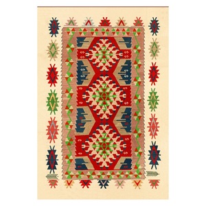 Tapis RUGS DEPOT LXDP-0163 en gros, rouge bordeaux, style bohème tribal, imprimé numériquement, lavable en machine, en chenille, antidérapant - Product Image 1