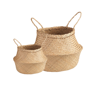 Cestas de vientre de hierba marina encantadoras de primera calidad con asas perfectas para exhibición de frutas, Cocina, Organización del hogar, organizador de lavandería - Product Image 1