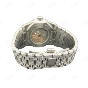 นาฬิกาประดับเพชร VVS Moissanite ชุบทองหรูหราตัวเรือนเงินนาฬิกาข้อมืออัตโนมัติสไตล์ฮิปฮอปสุดเท่สำหรับผู้ชายผู้หญิง - Product Image 5