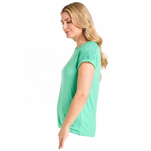 T-shirt uni et décontracté pour filles T-shirt uni à la mode et à usage de rue personnalisé 210gsm 100% coton T-shirt respirant à manches pour femmes - Product Image 2