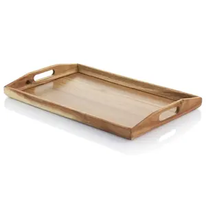 Bandeja rectangular de madera de diseño personalizado Premium, suministros de catering decorativos hechos a mano para servir aperitivos y catering de alimentos - Product Image 1