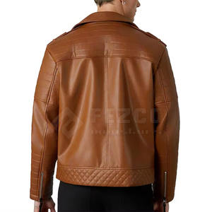 Slim Fit Fashion Winter Outerwear <b>Men</b> Leather <b>Jacket</b> Modern Design <b>Casual</b> Style Stand Collar Front Logo Breathable Waterproof - Product Image 5