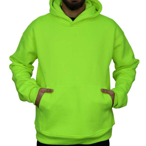 Vêtements de rue en coton lourd de haute qualité vêtements vert fluo sweat-shirt en polaire sweat-shirt à capuche pour hommes avec logo vert fluo personnalisé - Product Image 1