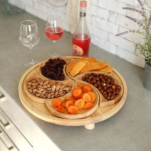 ชุดจานเสิร์ฟไม้ธรรมชาติทำมือสุดหรูหรา คลาสสิก ทนทาน พร้อมลวดลายแกะสลัก เหมาะสำหรับงานเลี้ยงรับประทานอาหารที่เป็นมิตรกับสิ่งแวดล้อม - Product Image 1