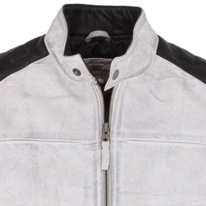 Haute qualité Slim Fit hommes moto course veste véritable peau de mouton cuir couleur blanche avec broderie décoration pour l'hiver - Product Image 5