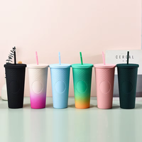 Gobelet isotherme réutilisable en PC à double paroi, 24 oz, avec paille, pour jus et café, écologique, populaire 2026, isolation thermique 12-24h, unisexe, pour fêtes