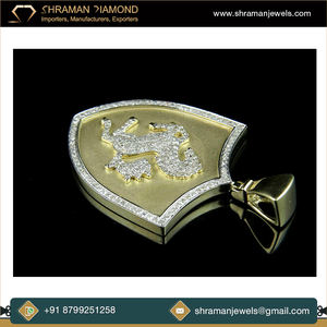 Réductions de Noël au design unique sur 1 CTS 925 Silver VS Unisex Custom Logo Shield Natural Diamond Pendant du fournisseur indien - Product Image 3