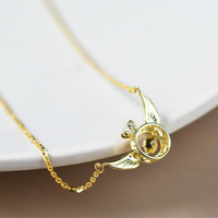 Bas quantité minimale de commande 10 pièces en gros bijoux pendentif plaqué or strass coeur ailes d'ange collier